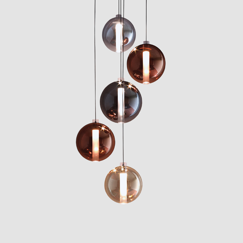 Oscura Max by Cangini & Tucci- Handmade blown glass sphere luminaire with metalized finish 
